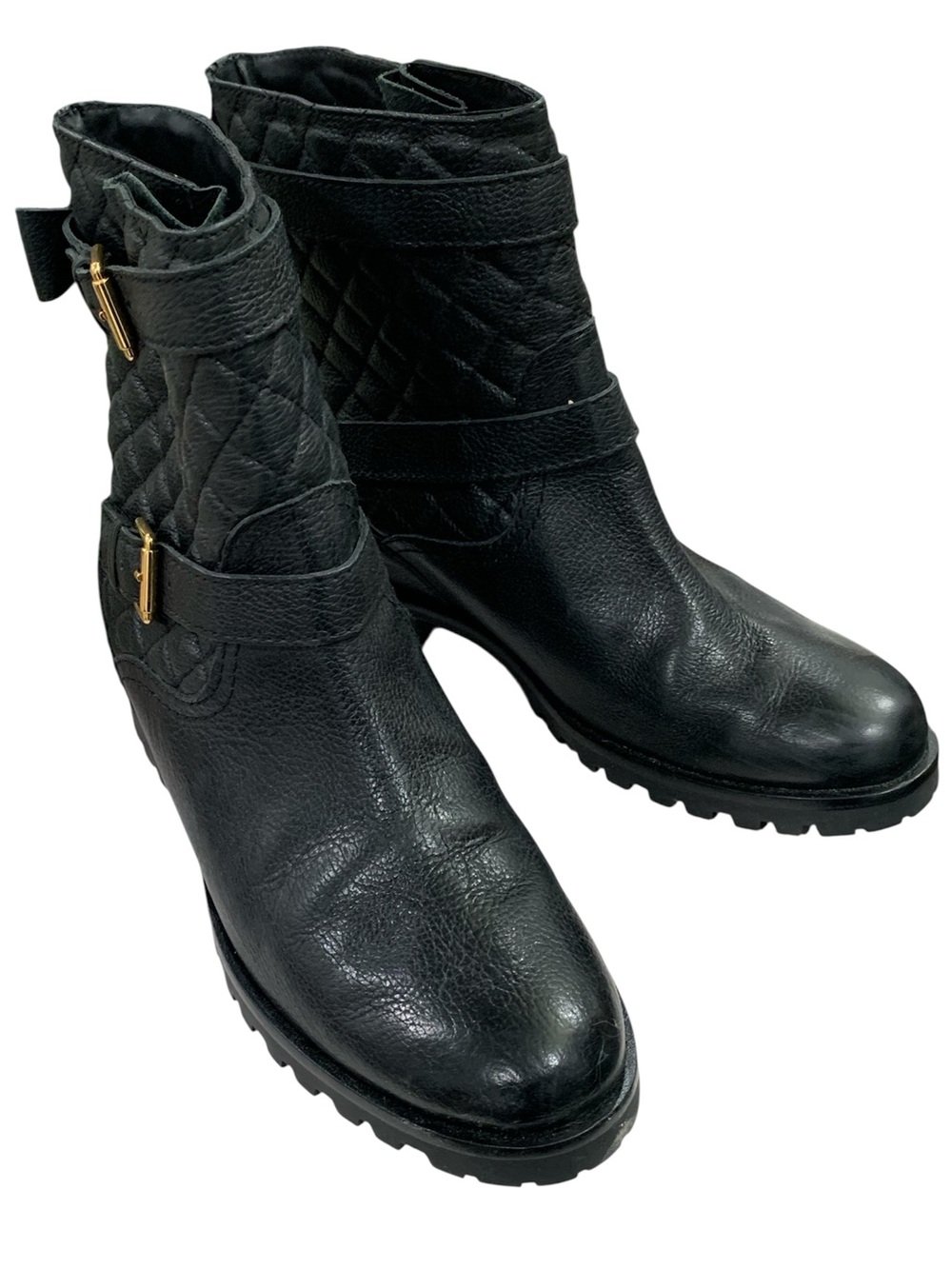 Kate Spade Samara Moto Quilted Black Leather Boots Size 9 M